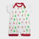 Macacão Infantil Manga Curta Baby Duck Comfort - Natal Branco