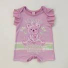 Macacao Infantil Menina Cinti Lilas Ursinho Com Strass Verão Moda Bebe Kids 10450