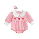 Macacão Infantil Para Meninas, Macacão Com Bordado De Coração, Manga Comprida, Gola De Boneca, Com Macacão Infantil Para Meninas, Macacão Com Bordado De Coração, Manga Comprida, Gola De Boneca, Com