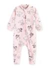 Macacão Infantil Roupa Bebê Infantil Macaquinho Pijama Longo Comprido Zíper Pinguim Rosa