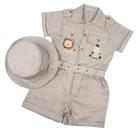 Macacão Infantil Safari Menino Roupa Temática Aniversário Com Chapéu E Cinto