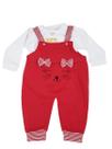 Macacão jardineira + camiseta de bebê menina 100% algodão