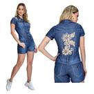 Macacão Jeans Feminino Curto Caccau 1989