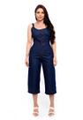 Macacão Jeans Feminino Pantacourt de alça Com Botões