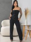 Macacão Jeans Feminino sem alça Estiloso Tendência