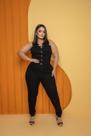 Macacão Jeans sem alça Feminino Plus Size Elastano