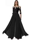 Macacão KVINFO Mother of The Bride, renda, chiffon, preto