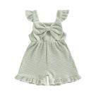 Macacão Listrado Sem Mangas Para Bebês Meninas, Gola Quadrada, Laço, Babados, Shorts, Macacões De