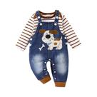 Macacão Listrado Vermelho E Branco Para Bebê Menino Com Estampa De Cachorrinho, Macacão Jeans Para Macacão Listrado Vermelho E Branco Para Bebê Menino Com Estampa De Cachorrinho, Macacão Jeans Para