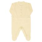 Macacão Longo Bebê Menina em Tricot Amarelo Fofinho