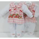 Macacao Longo Bebe Menina Suedini Babado Luxo Branco 7343