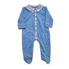 Macacão Longo Bebê Menino com pé - Baby Blue