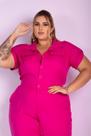 Macacão Longo Brenda Bolso Pink Plus Size Macacão Longo Brenda Bolso Pink Plus Size