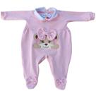 Macacão Longo De Bebê Ursa Laço Rosa