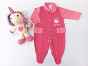 Macacão Longo em Malha com detalhe de Babados e Bordado Coração - Nethuno Baby Macacão Longo em Malha com detalhe de Babados e Bordado Coração - Nethuno Baby