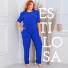 Macacão Longo Feminino Plus Size Manga Curta Social Curvy Macacão Longo Feminino Plus Size Manga Curta Social Curvy