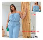 Macacão Longo Feminino Soltinho sem alça Plus Size