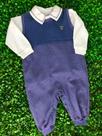 Macacão Longo Infantil Masc 2 pcs Com Camisa Azul Marinho