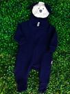 Macacão Longo Infantil Masculino Touca Coelho Azul Marinho