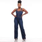 Macacão Longo Jeans Feminino Moda Casual Wide Leg
