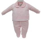 Macacão Longo Luxo Bebê Menina Chuquinha Baby Bordado 2836 Macacão Longo Luxo Bebê Menina Chuquinha Baby Bordado 2836