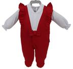 Macacão Longo Luxo Bebê Menina Chuquinha Baby Bordado 88006