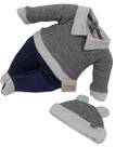 Macacão Longo Luxo Bebe Menino Jeans + Touca Inverno 2594