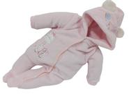 Macacão Longo Plush Bebê Menina Inverno Capuz Bordado 2170 Macacão Longo Plush Bebê Menina Inverno Capuz Bordado 2170