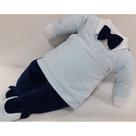 Macacao Longo Plush Bebe Menino Inverno Gravata Luxo 7317