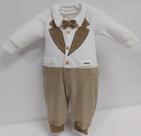 Macacão Longo Plush Luxo Bebê Menino Gravata LessaKids B9074