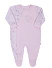 Macacão Longo Plush Rosa Claro Bordado Bebê Menina