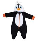 Macacão Longo Suedine Luxo Bebê Menino Capuz Pinguim Rf 7962