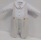 Macacão Longo Suspensório Linho Luxo Bebê Menino Lessa B9061