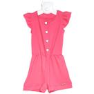 Macacão Macaquinho Infantil Menina Blogueirinha Luxo Festas Rosa Coração