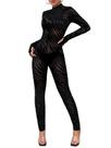 Macacão MakeMechic Sexy Sheer Mesh Transparente de Manga Comprida
