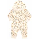 Macacão malha suedine creme safari com capuz Kiko Baby