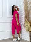 Macacão Manga Curta Pink Malha Tecido Viscolycra Premium Acinturado Coleção Barbie Collors Macacão Manga Curta Pink Malha Tecido Viscolycra Premium Acinturado Coleção Barbie Collors