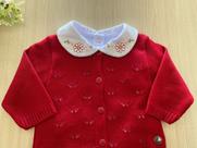 Macacão Margarida Menina Bebê Tricot Body Bordado Flores 2 Peças