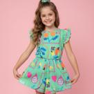 Macacão Menina Infantil Curto Estampado Short Saia Luxo Macacão Menina Infantil Curto Estampado Short Saia Luxo