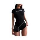 Macacão Mini Feminino Slim Fit Com Decote Redondo E Estampa De Pêssego, Moda Casual Para Treino