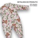 Macacão Molecotton Bebê Menina Estampa Rosas Marfim Upi Uli