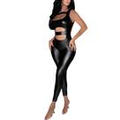 Macacão Ousado Feminino em Cirré Brilho Moderado, Modela Corpo Sensual Sofisticado Preto M251