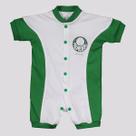 Macacão Palmeiras Curto Colorido Infantil Branco e Verde