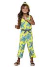 Macacão Pantacourt Infantil Menina Verão Folhagens Neon - Nanai