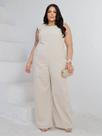 Macacão Pantalona de Linho Plus Size