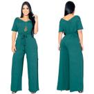 Macacao Pantalona Liso Pantacourt Midi Macaquinho Viscolycra Max Saruel Feminino Bolsos Laterais Veste do 38 Até 46