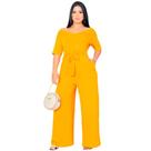 Macacão Pantalona Moda Feminino Macaquinho Com Bolso Saruel Manga Curta Com Cintinho Viscolycra Femininas Soltinho Macacão Pantalona Moda Feminino Macaquinho Com Bolso Saruel Manga Curta Com Cintinho Viscolycra Femininas Soltinho