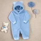 Macacão para Bebê de Pelucia Teddy Com Capuz Tons Variáveis de Azul