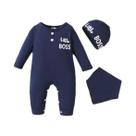 Macacão Para Bebê Menino Recém-Nascido Com Mangas Longas E Estampa De Letras, Chapéu, Moda Para Uso