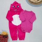 Macacão para Bebê Plush e Body Suedine Conjunto Gatinha Pink Macacão para Bebê Plush e Body Suedine Conjunto Gatinha Pink